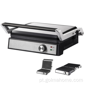 2021 Novo aparelho de cozinha Aço inoxidável Grelhador elétrico Press Contact Grill Panini Sandwich Maker Toster BBQ Grills